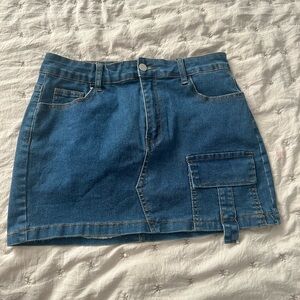 Denim Mini Skirt with Pocket Detail